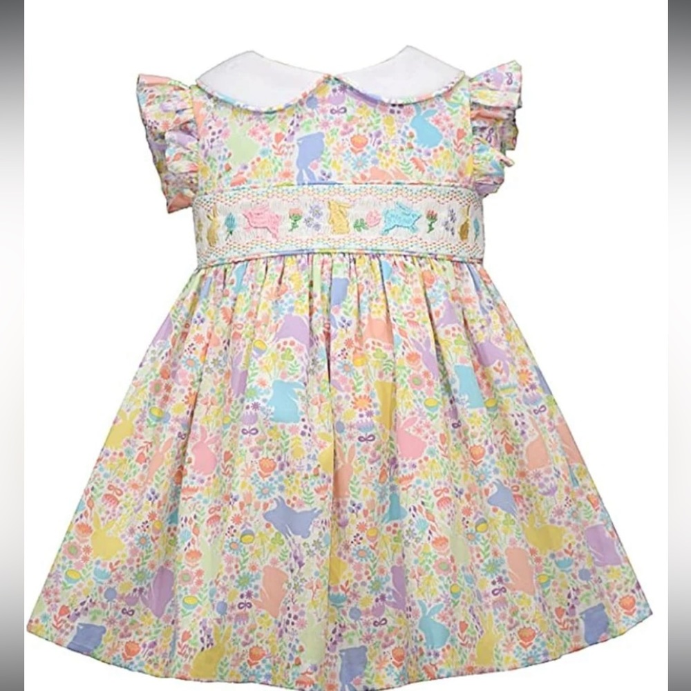 Bonnie Jean BABY GIRLS BUNNY SMOCKED
EASTER DRESS